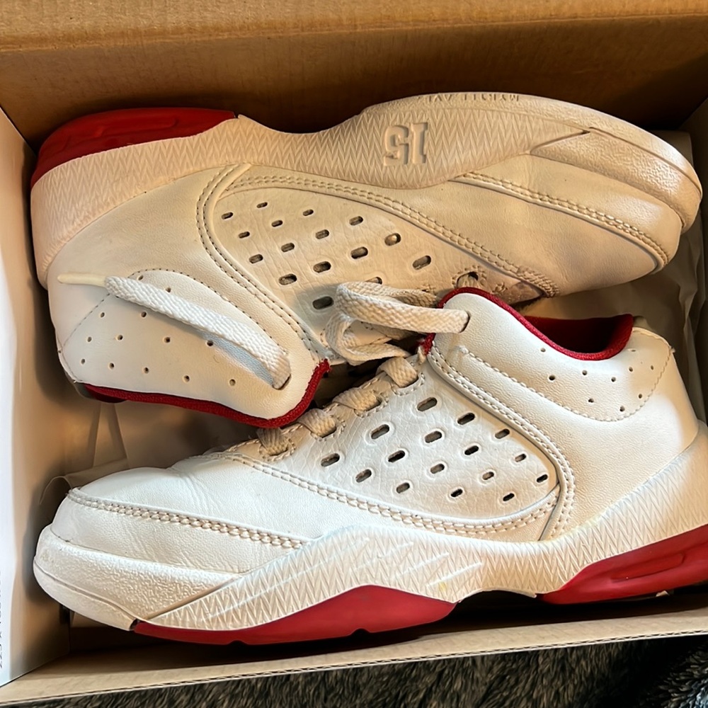 Red and white Jordan Shoes